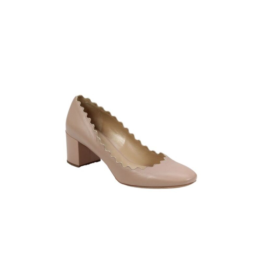 Chloe Womens Leather Scalloped Trim Pumps Nude Beige Size 39.5 9.5